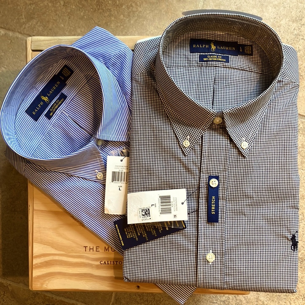 2 large classic fit stretch cotton men’s shirts